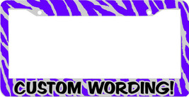 Purple Zebra Print Custom Personalized With Your Text License Plate Frame - £8.76 GBP