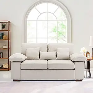 Loveseat Sofa 73&quot;, Chenille Fabric Overstuffed Comfy Couch With 2 Throw ... - $741.99