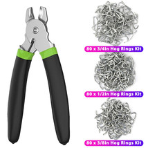 Straight Hog Ring Pliers 240Pcs 3/4 1/2 3/8 Inch Rings Kit Upholstery Seat Cover - £27.96 GBP