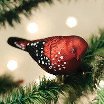 Old World Christmas Strawberry Finch Glass CLIP-ON Bird Christmas Ornament 18134 - £13.23 GBP