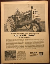 Oliver 1600 Tractor Original Magazine Ad - $10.00