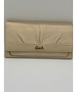 Coach Women&#39;s Beige Pebbled Leather Snap Button Slim Envelope Wallet NEW... - £44.63 GBP