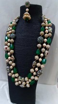 Indian Bollywood Long Kundan Necklace Earring Jewelry Crystal Set Raani Haar - £112.08 GBP