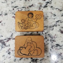 Comotion Wood Mounted Rubber Stamp Lot Bunny Rabbit Doll Duck Hearts Valentine - £6.58 GBP