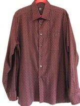 Nwot Ike Behar Burgundy Black Dot Pattern 100% Cotton Mens Shirt Sz Xl - $34.65