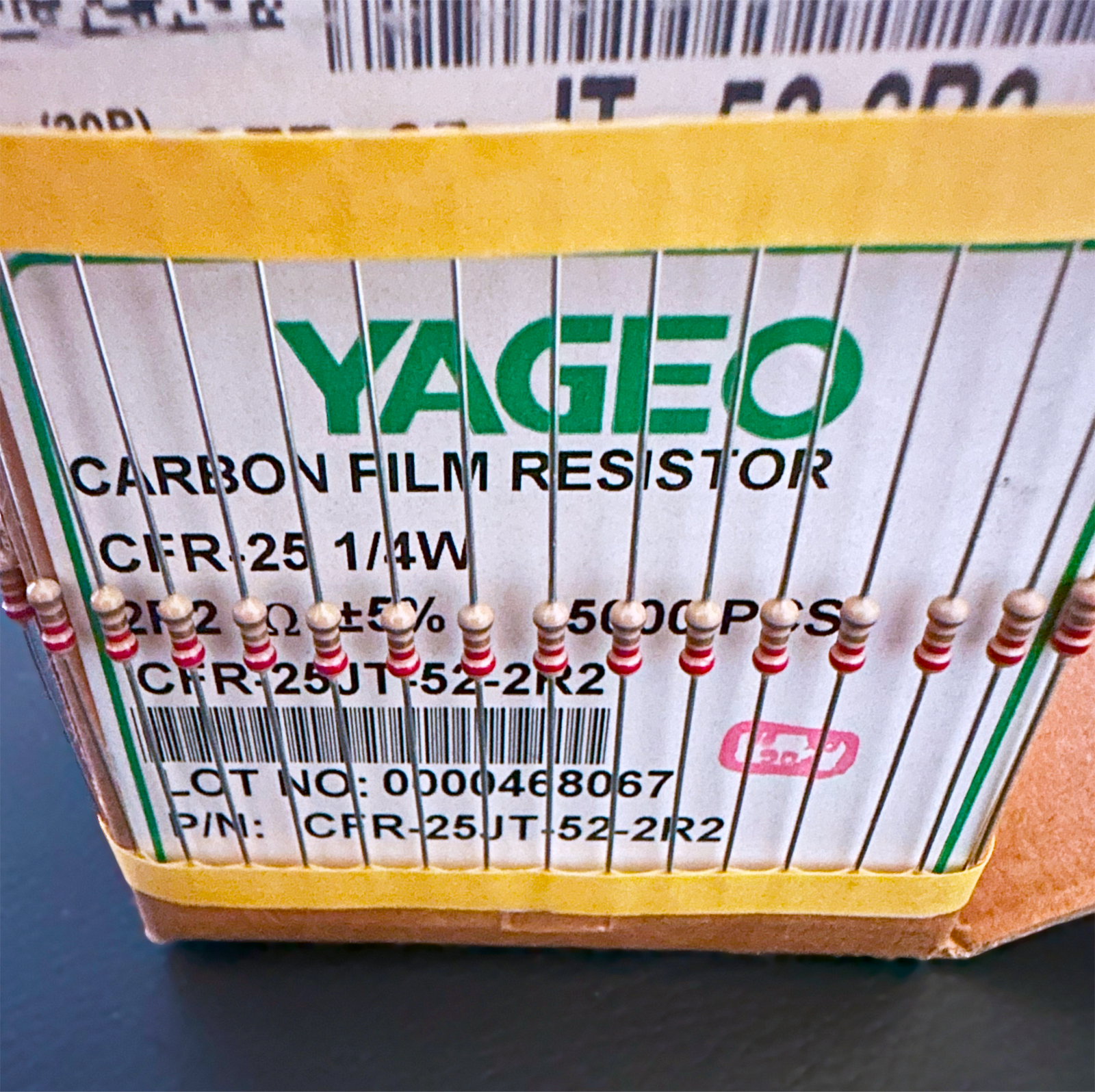 100PCS CFR-25JT-52-2R2 YAGEO Carbon Film Axial Resistor 5% 2.2Ohm 0.25W - $4.00