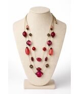 Ruby Rd Multi Strand Beaded Necklace Ruby Red Layered Statement Jewelry - $16.20