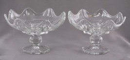 Vintage Crystal 2PC Lot Fostoria Elegant Glass Pedestal Candle Bowls 5.5&quot; Tall - £19.47 GBP
