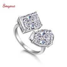 18k White Gold Plated 8A High Carbon Diamond Open Ring for Women Sparkly 100% 92 - £45.63 GBP