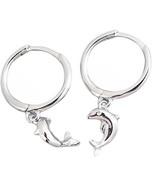Anyco Earrings Sterling Silver Cute Romantic Dolphin Love Ball Animal De... - €18,79 EUR