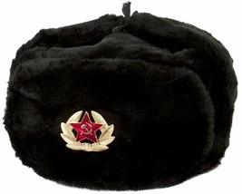 Authentic Russian Military KGB Ushanka Hat W/ Soviet Red Army Badge Included - £29.84 GBP+