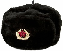 Authentic Russian Military KGB Ushanka Hat W/ Soviet Red Army Badge Incl... - $31.77+