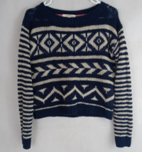 Rewind Women&#39;s Blue &amp; White Beautiful Design Sweater Size Large - £9.91 GBP
