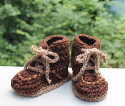 Handmade Baby Booties - Work or Hiking Boots - Choice of Colors - Crochet by Cat - £11.85 GBP