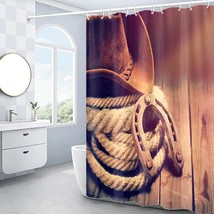 Highland Cattle Shower Curtains Rustic Windmill Barn Animal Three Cows Wooden - £23.18 GBP