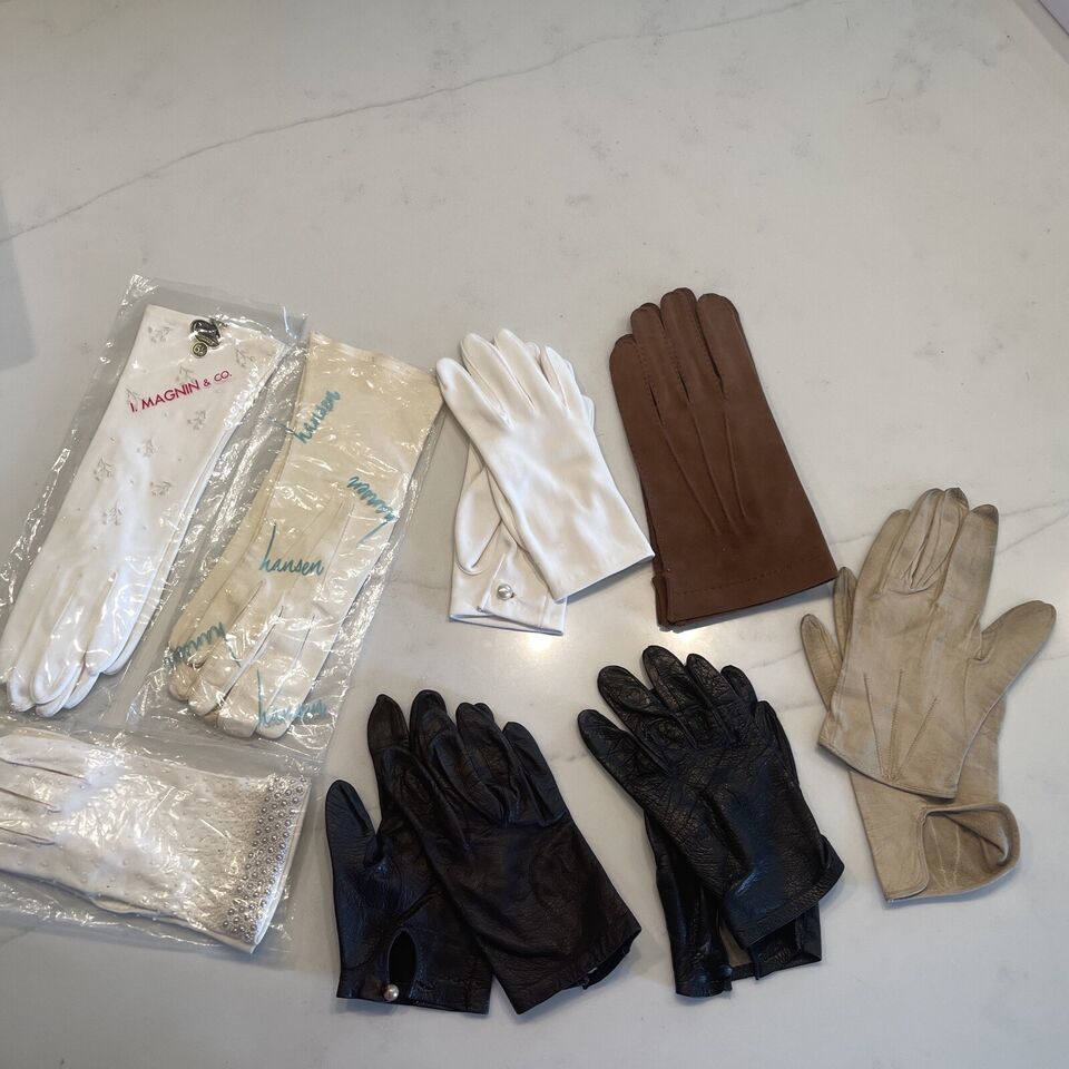 Primary image for Lot of 8 Pairs Ladies Gloves Small Sizes 6-7 Hansen Magnin France Vintage