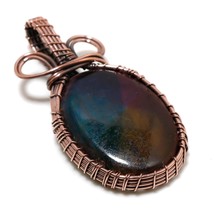 Multi Fire Labradorite Gemstone Copper Wire Wrap Pendant Jewelry 1.90&quot; SA 877 - £4.00 GBP