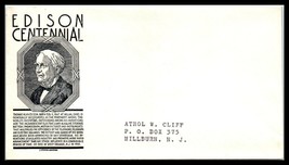 1947 US Cover - Thomas Edison Centennial Cachet C9 - £2.36 GBP
