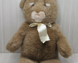 Dakin vintage 1990 brown large bunny rabbit cream satin bow beige ears - $19.79