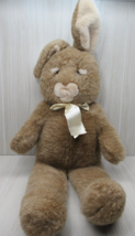 Dakin vintage 1990 brown large bunny rabbit cream satin bow beige ears - £15.56 GBP