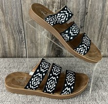 Corkys DAFNE Sandals Women&#39;s Size 6 Black/White Aztec Print, Open Back &amp; Toe - £15.52 GBP