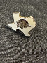 Texas Armadillo Lapel Pin – Gold &amp; White State Outline Souvenir Pin - $8.75