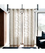Set of Two 84&quot;  Tan Floral Embroidered Window Panels - $3,611.93 MXN