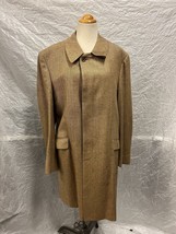 Burberry Vintage 80s Men&#39;s Beige Khaki Long Trench Coat, Hidden Button, Made ... - £104.38 GBP