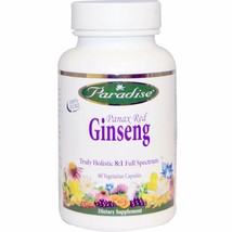 Paradise Herbs Panax Red Ginseng - 60 Vegetarian Capsules - £23.59 GBP