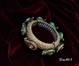 Rajasthani Gold plated high quality kundan bangles jewelry set Single Piece 01 - £30.85 GBP