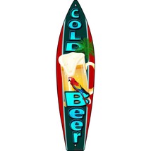 Cold Beer Metal Novelty Surfboard Sign SB-050 - £19.94 GBP