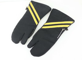 Vintage 70s Striped Lined Outdoor Winter Snowmobile Mittens Gloves Japan... - $34.60