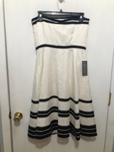 NWT Ann Taylor Womens SZ 4 Cream &amp; Black Strapless Silk Blend Lined Dres... - £20.11 GBP