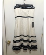 NWT Ann Taylor Womens SZ 4 Cream &amp; Black Strapless Silk Blend Lined Dres... - $484.01 MXN