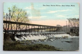 Huron River Dam Ann Arbor MI Michigan 1911 DB Postcard P13 - £5.92 GBP