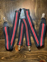 Clip On CAS Germany Suspenders Braces-Blue/Red w/ Gold Accents EUC Men’s - £5.52 GBP
