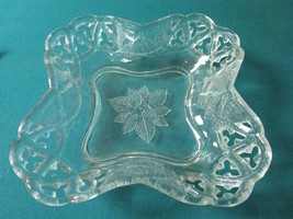 SQUARE GLASS BOWL CENTERPIECE DEPRESSION GLASS  LACED BORDERS [GL4] - £50.61 GBP