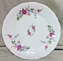 Wawel Rose Garden 2 Dinner Plates 10.5&quot; Gold Trim Scalloped Made in Poland - £27.51 GBP