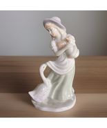 The Aspen Gallery Collection Girl w/ Country Geese Goose Porcelain Figur... - $308.73 MXN