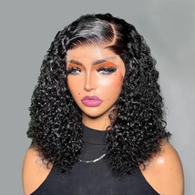 HD lace human hair kinky curl lace frontal wig/200% density 16 inch curly HD wig - £291.76 GBP+