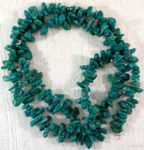 Necklace Polished Serpentine Stone Chips Nice coloring Long - 35 Inches - $25.99
