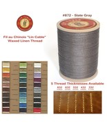 Fil Au Chinois 50g &quot;Lin Cable&quot; WAXED LINEN - #872 Slate GRAY - for solid... - $27.00