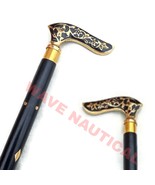 Antique Nautical Brass Handle Designer Wooden Walking Stick Cane Vintage... - £20.43 GBP