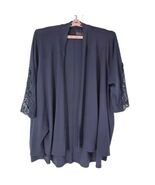 Livi Womens Open Front Coat Blue Stretch Waterfall Lace High Low Plus 26... - €20,56 EUR