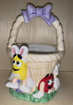 M&amp;Ms Ceramic Easter Bunny Egg Basket MARS Collectible FTD Flower Pot - £10.89 GBP