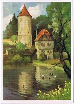 Art Postcard Rudolf Warnecke House Tower Ducks On Pond - £2.36 GBP