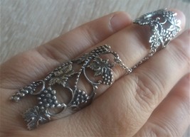 Double Ring Sterling Silver Grapes and Leaves, Armenian Ring - £33.73 GBP