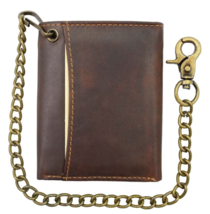 Men&#39;s Trifold Hunter Leather Biker Chain Wallet with RFID Protected - $22.76