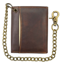 Men&#39;s Trifold Hunter Leather Biker Chain Wallet with RFID Protected - £17.79 GBP