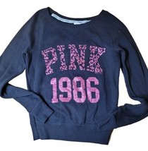 Victoria&#39;s secret PINK pull over sweatshirt Sequins Bling XS Black Pink - £7.82 GBP